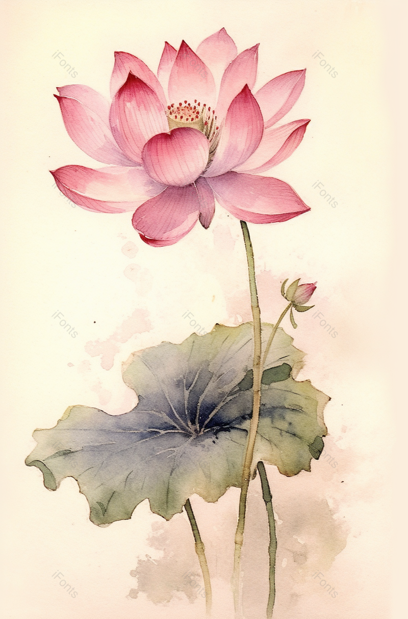 盛开的荷花水彩花卉手绘插画艺术中国风,插画/手绘图,插画/手绘图库,插画/手绘图下载,插画/手绘